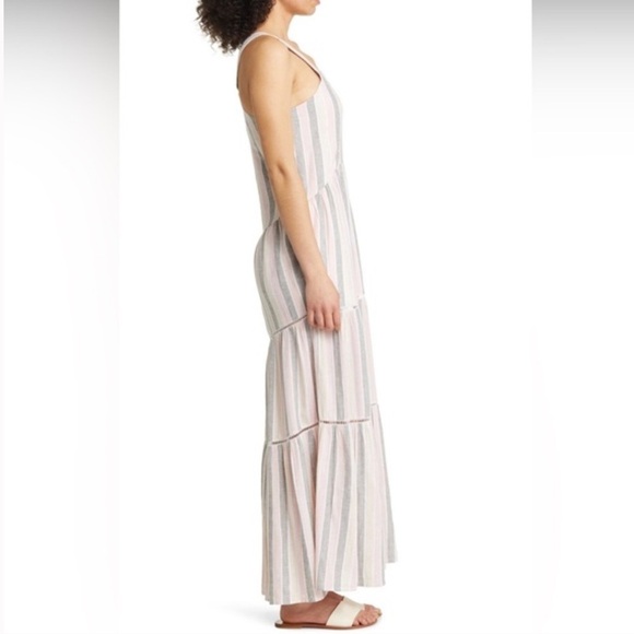 Caslon Women’s Striped Linen Blend Eyelet Maxi Dress Size XXS (00) - Picture 2 of 16